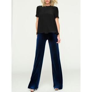 Reconnect Charlotte Straight Leg Velvet Maternity Pants - Blue / M